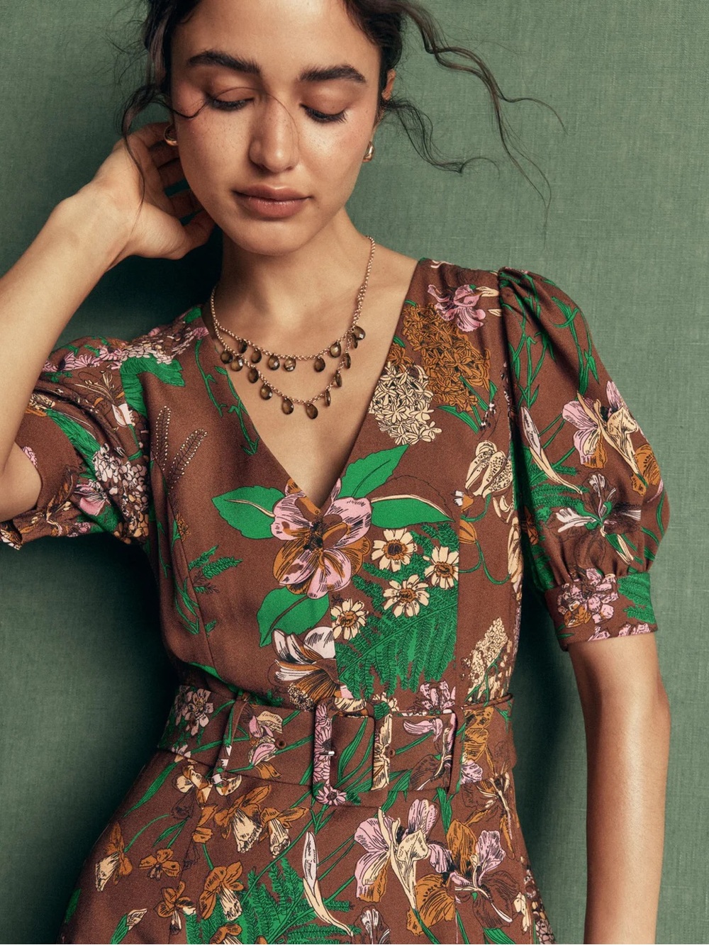 NWT BODEN V Neck Layered Dress in Woodland Whimsical Flora - Picture 6 of 12
